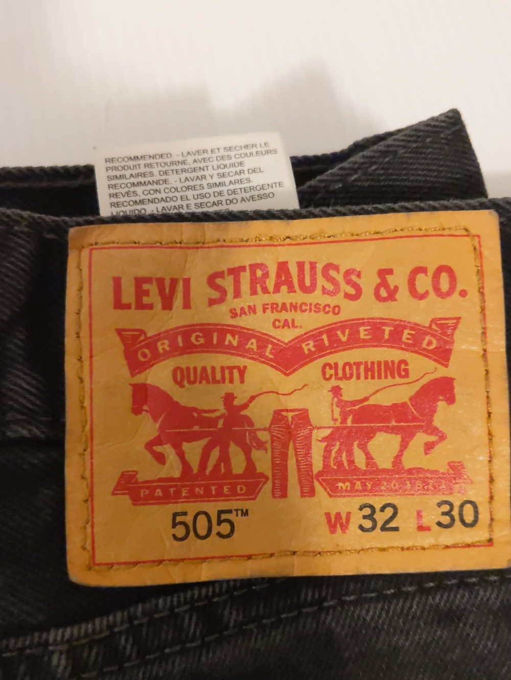 Levis 505 Black Jeans 32x29 (32x30 Tag) Straight Leg - Picture 5 of 17